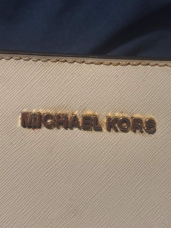 Michael Kors White Saffiano Leather Satchel with Gold Hardware - Picture 3 of 6